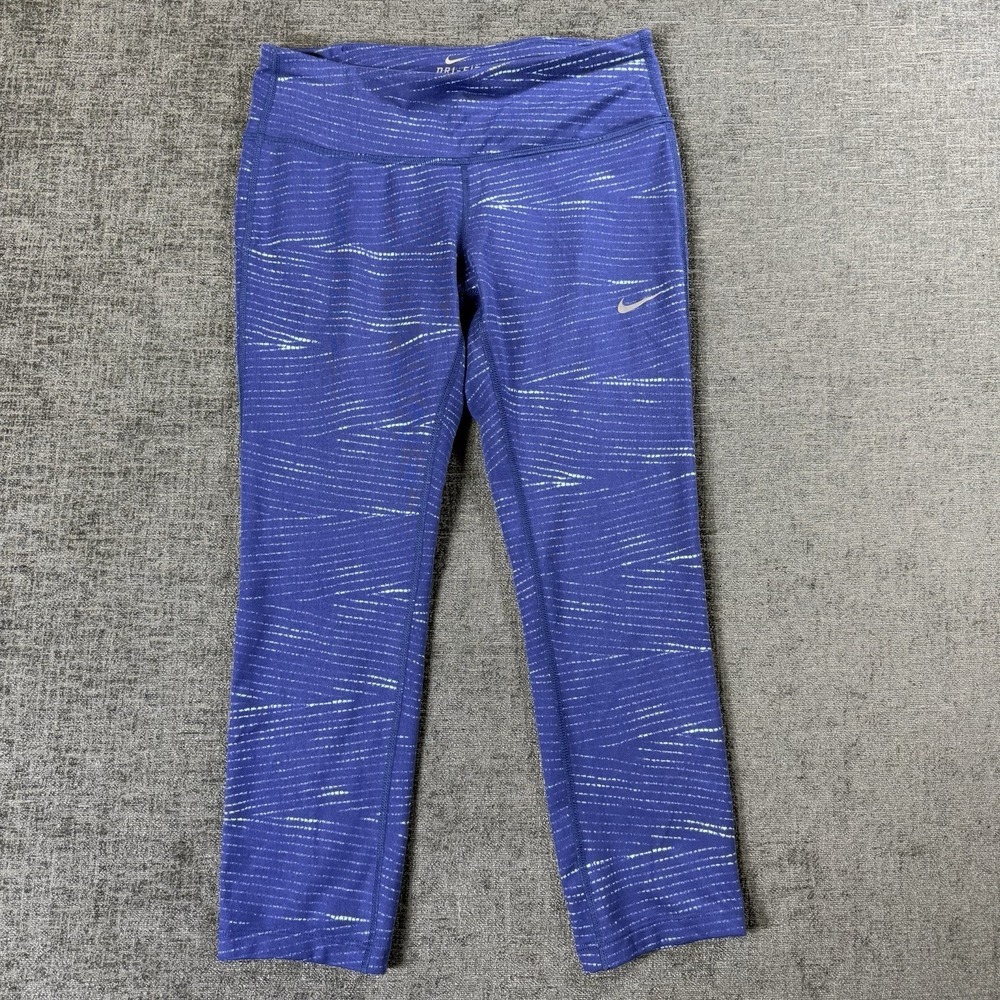 Women's Nike‎ Dri Fit Running Leggings Blue Size S Nike Swoosh